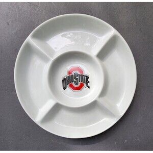 The Ohio State University Ceramic Divided Appetizer Serving OSU Buckeyes Plate